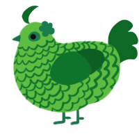 A grass and leaf chicken with a lace pattern
