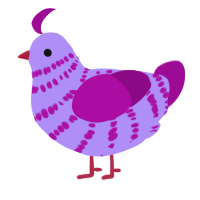 A lilac and plum chicken with a bar pattern