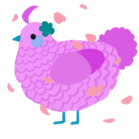 A lavender and orchid chicken with a lace pattern