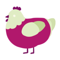 Towel, a fuchsia and gluppy chicken with a head pattern