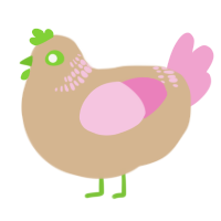 A beige and pink chicken with a neck-band pattern