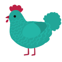 A turquoise chicken with a lace pattern