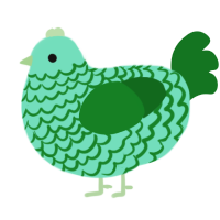 A mint and leaf chicken with a lace pattern