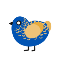 Zeppelin, a ultramarine and honey chicken with a half-lace pattern