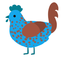 A sky and russet chicken with a speckle pattern