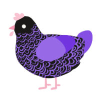 A sable and blurple chicken with a double-lace pattern