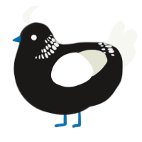 A sable and white chicken with a neck-band pattern
