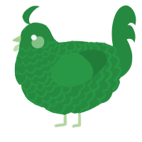 A viridian chicken with a lace pattern