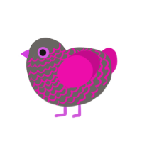 Highlighter, a grey and fuchsia chicken with a lace pattern