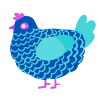 A ultramarine and aqua chicken with a lace pattern