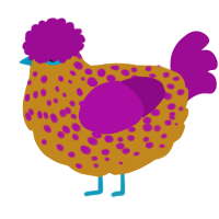A ochre and plum chicken with a speckle pattern