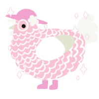 A rose and white chicken with a lace pattern