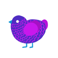 Neon, a indigo and amethyst chicken with a lace pattern