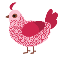 A rose and crimson chicken with a double-lace pattern