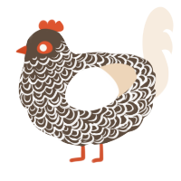A bark and cream chicken with a double-lace pattern
