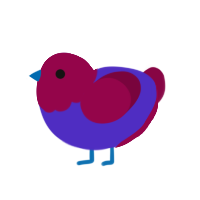 Culé sin rayas II, a indigo and maroon chicken with a head pattern