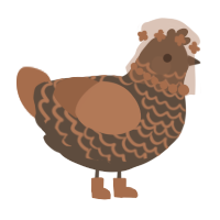 A bark and brown chicken with a lace pattern