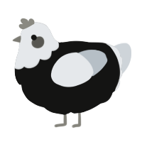 A black and mist chicken with a head pattern