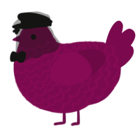 A wine chicken with a lace pattern