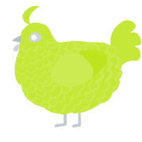 A lime chicken with a lace pattern