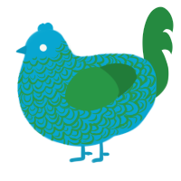 A cerulean and viridian chicken with a double-lace pattern
