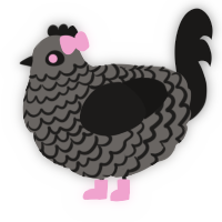 A grey and sable chicken with a lace pattern