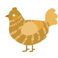 A gold and honey chicken with a bar pattern