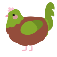 A russet and chartreuse chicken with a head pattern