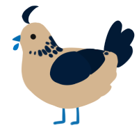 A beige and tumblr chicken with a neck-speckle pattern