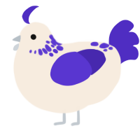 A cream and indigo chicken with a neck-speckle pattern