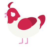 A white and crimson chicken with a head pattern