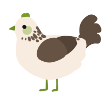A cream and bark chicken with a neck-speckle pattern