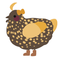 A bark and honey chicken with a speckle pattern