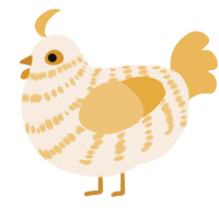 A cream and honey chicken with a bar pattern