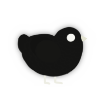 A black chicken with a lace pattern