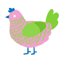 A pink and grass chicken with a lace pattern