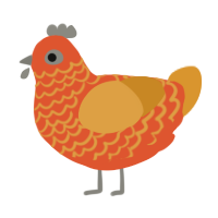 A vermilion and orange chicken with a lace pattern