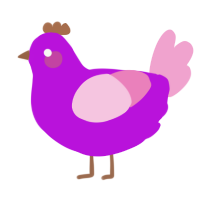 A amethyst and pink chicken