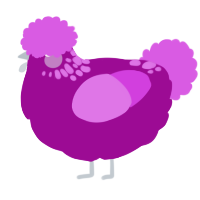 A plum and orchid chicken with a neck-speckle pattern