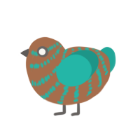 70s Tartan, a brown and turquoise chicken with a bar pattern