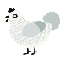 A white and silver chicken with a lace pattern