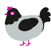 A silver and sable chicken with a head pattern