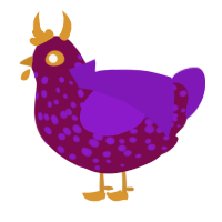 A wine and violet chicken with a speckle pattern