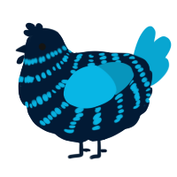 A tumblr and cerulean chicken with a bar pattern