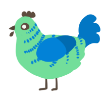 A spring and sapphire chicken with a half-bar pattern
