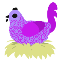 A lilac and amethyst chicken with a double-lace pattern