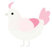 A white and rose chicken with a half-lace pattern