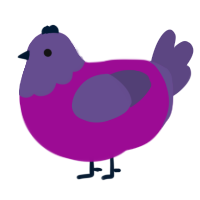 A plum and overcast chicken with a head pattern