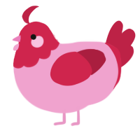A pink and crimson chicken with a head pattern