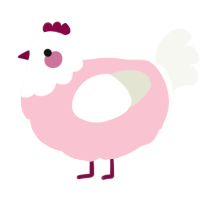 A rose and white chicken with a head pattern